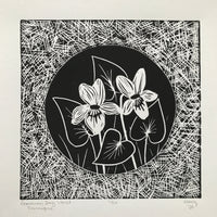 Dog-Violet (Fanaigse) Irish Wildflower Lino Cut Print | Original Handmade & Limited Edition by Mary Callaghan